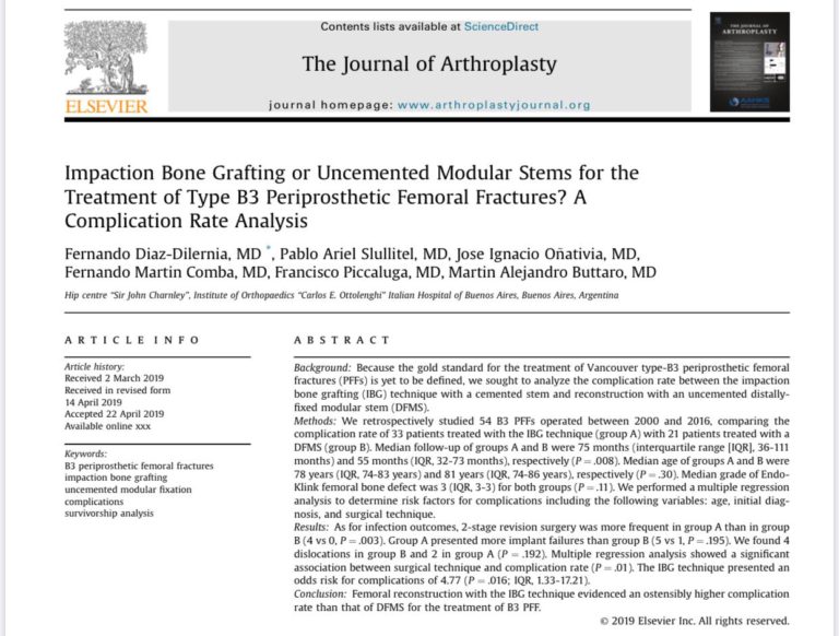 Impaction Bone Grafting or Uncemented Modular Stems for the Treatment of Type B3 Periprosthetic Femoral Fractures? A Complication Rate Analysis
